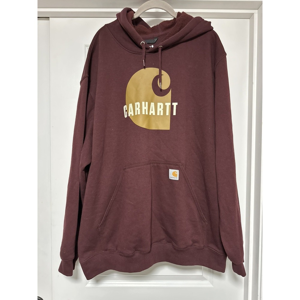 Carhartt, Mens Maroon/Burgundy Loose Fit Pullover Sweatshirt Workwear Logo, 2XL‎